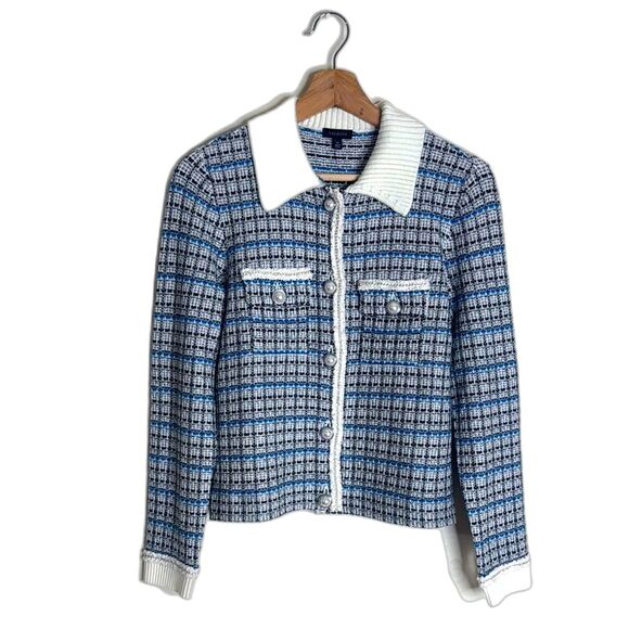 Talbots Jackets & Blazers - Talbots tweed Mademoiselle plaid coatigan Size XS pearl buttons old money